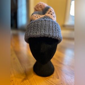 Cozy Knit Chenille Beanie in Blue and Pink